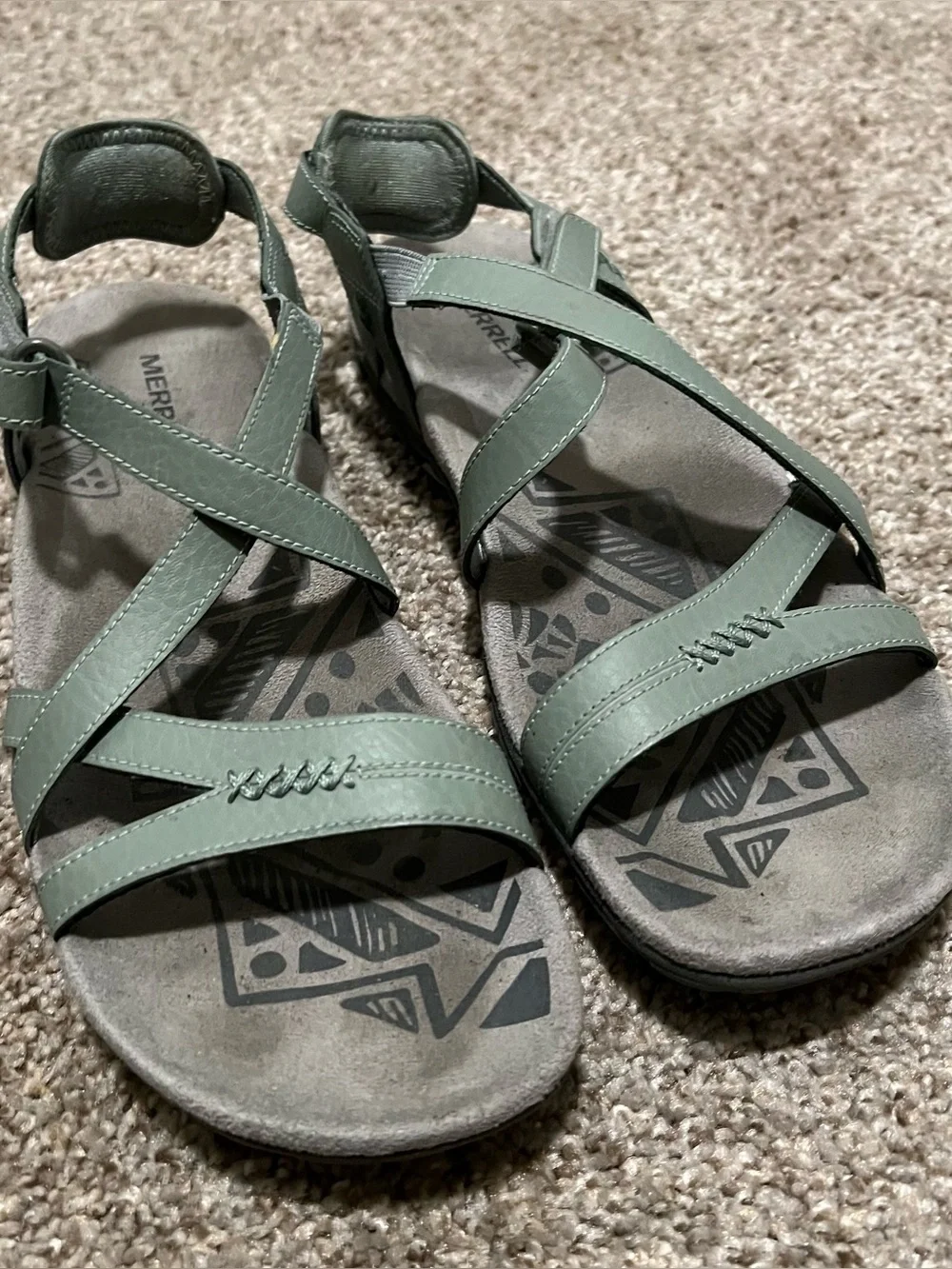 Merrell Women's Dove Crisscross Strappy Sandals in Sage Size 9 - Picture 3 of 9